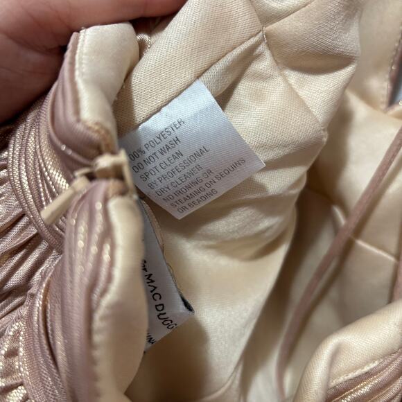 Mac Duggal Ruffle Tiered Criss Cross Lace Up Gown Gold Layered Evening Size 4 - Picture 8 of 9